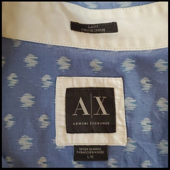 Armani Exchange A | X light blue slim fit button up top - Picture 7 of 14